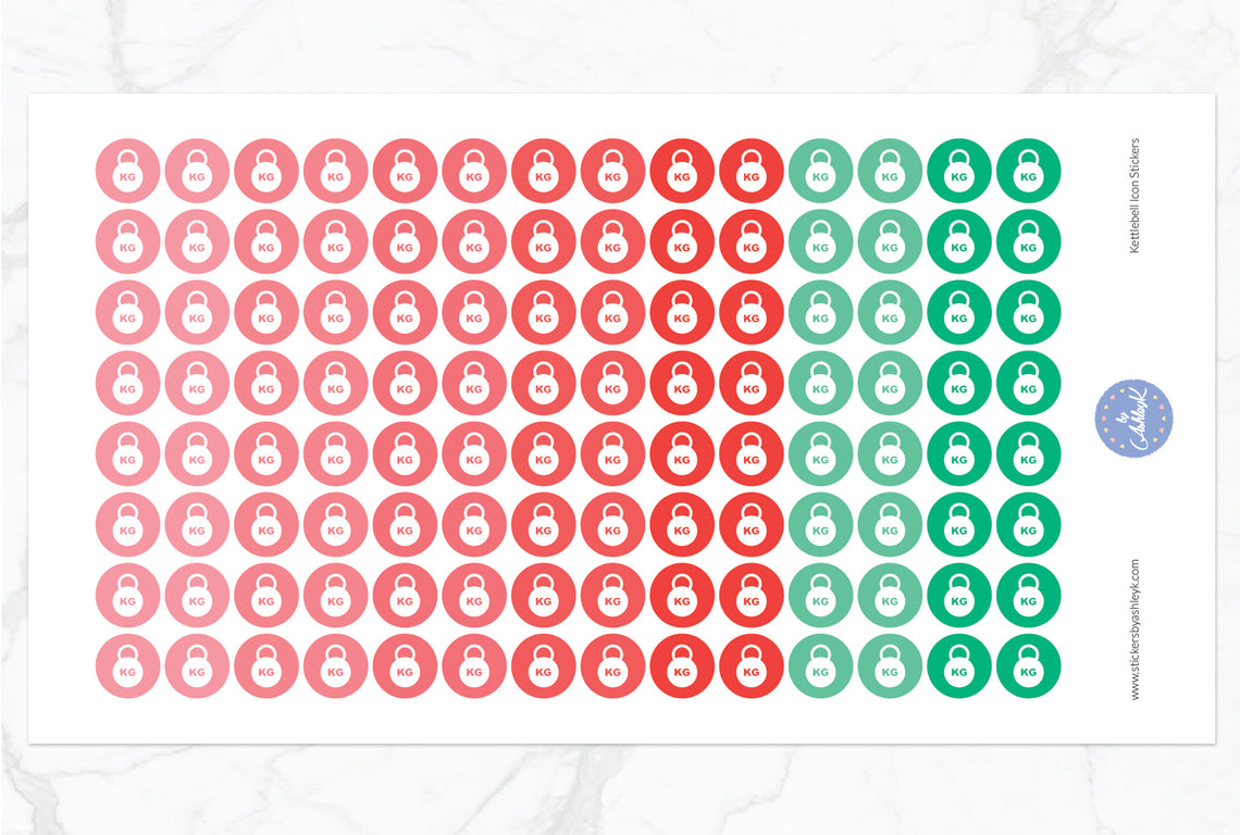 Kettlebell Icon Round Stickers - Watermelon