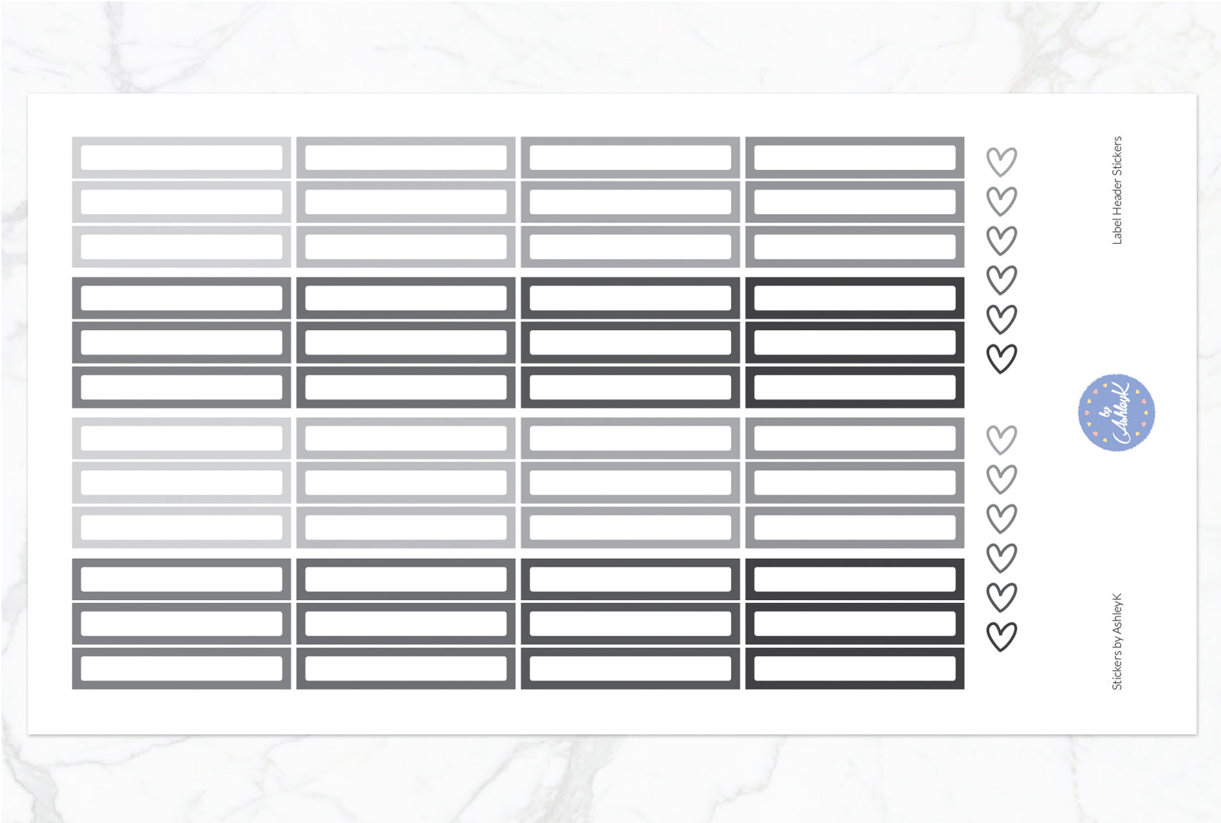 Label Header Stickers - Monochrome