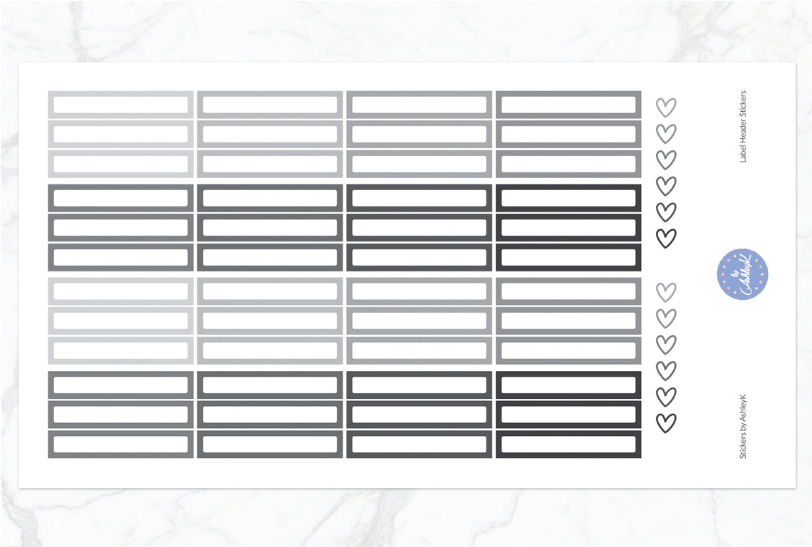 Label Header Stickers - Monochrome