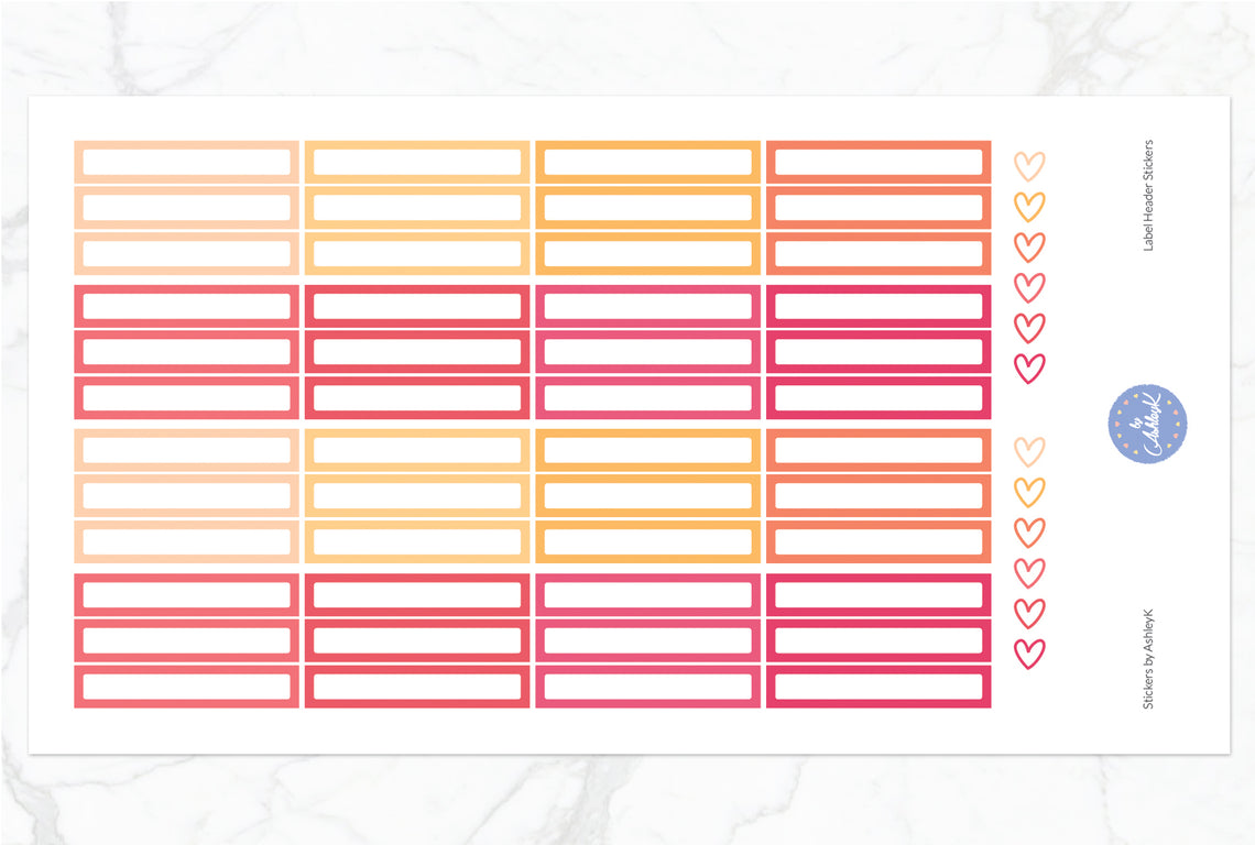 Label Header Stickers - Peach