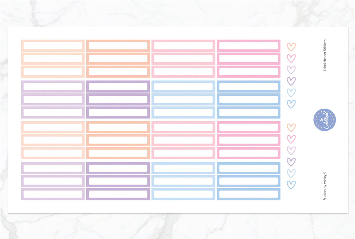 Label Header Stickers - Pastel Sunset