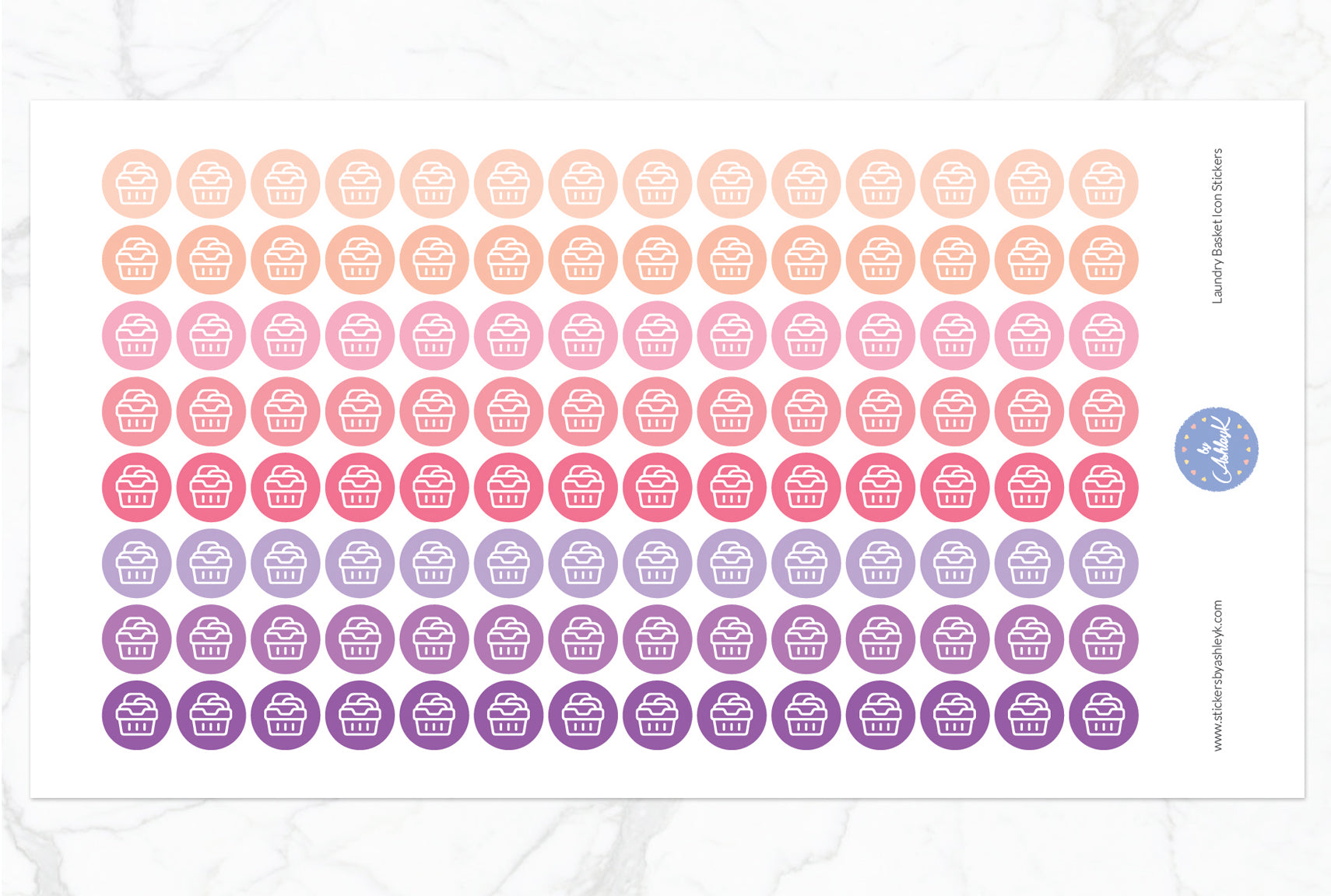 Laundry Basket Icon Round Stickers - Raspberry