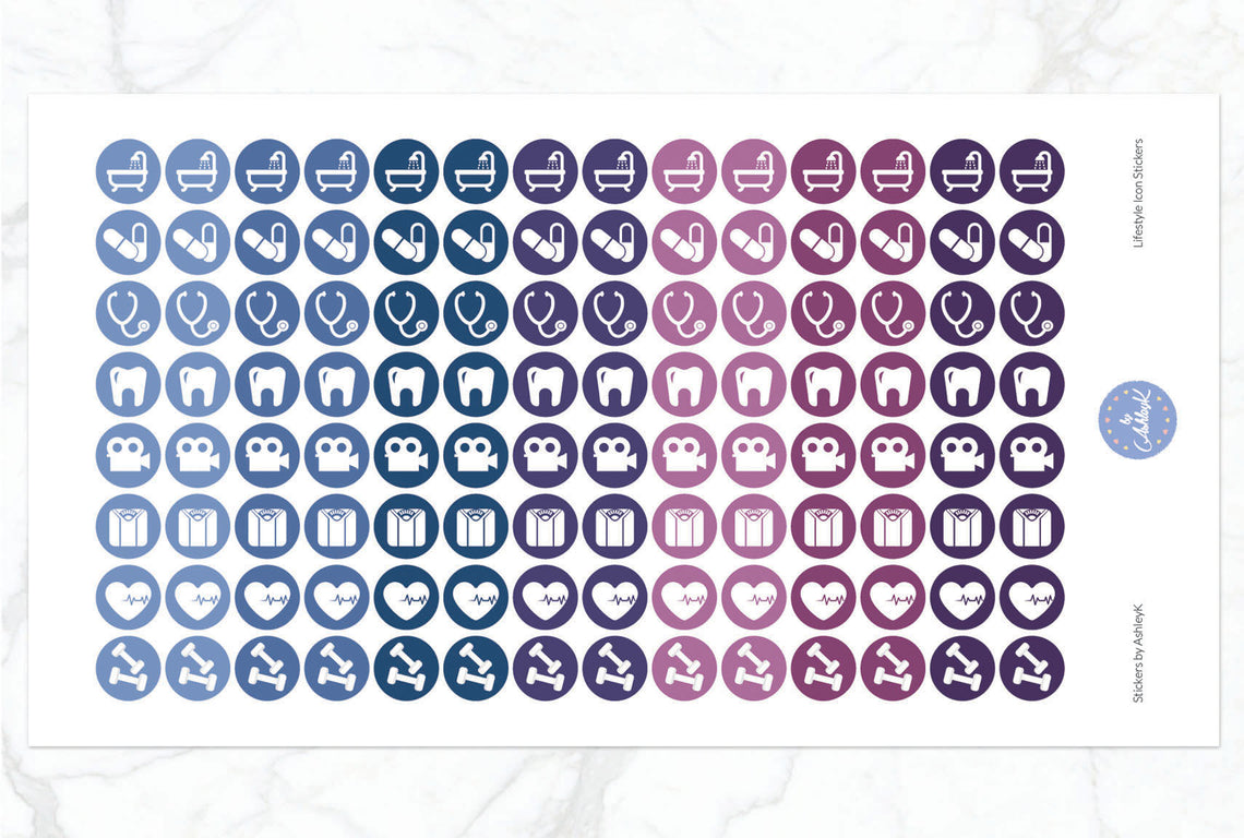 Lifestyle Icon Stickers - Blueberry