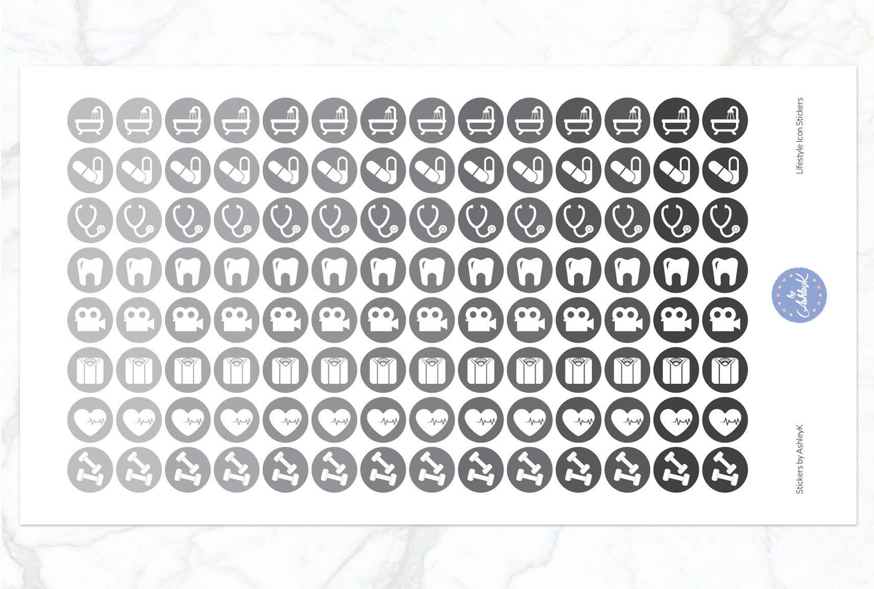Lifestyle Icon Stickers - Monochrome
