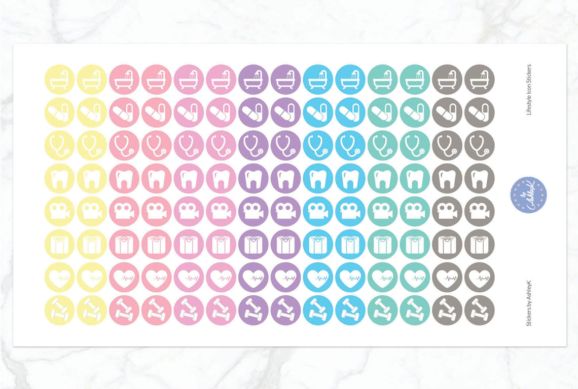 Lifestyle Icon Stickers - Pastel