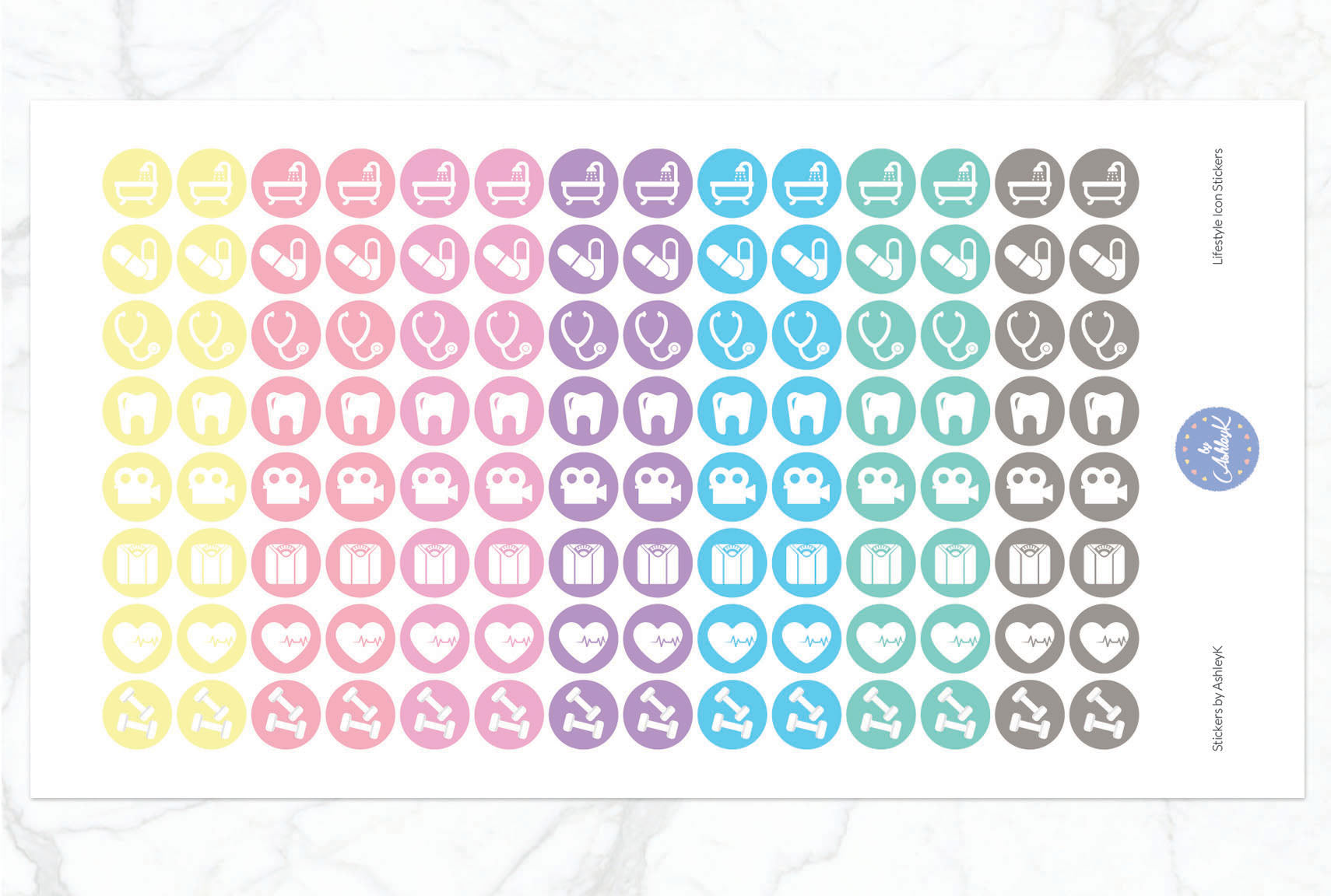 Lifestyle Icon Stickers - Pastel