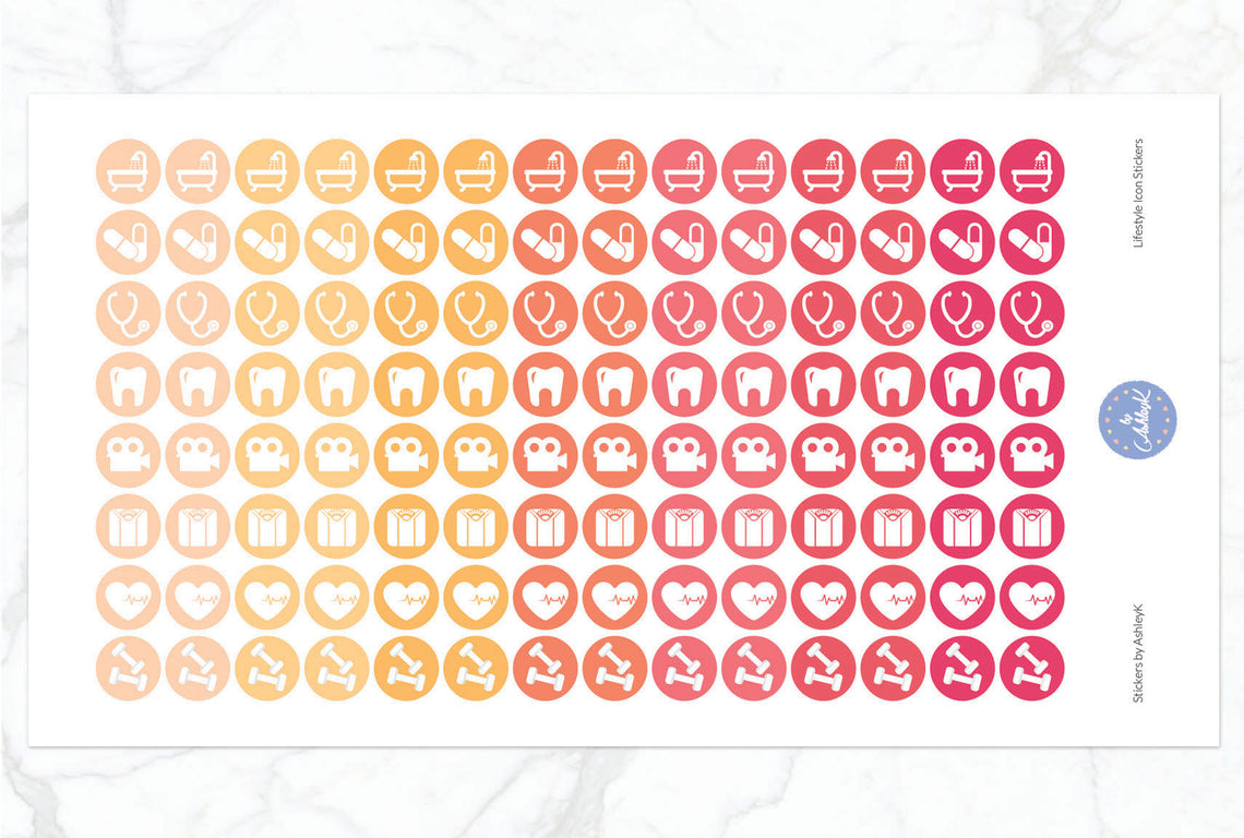 Lifestyle Icon Stickers - Peach