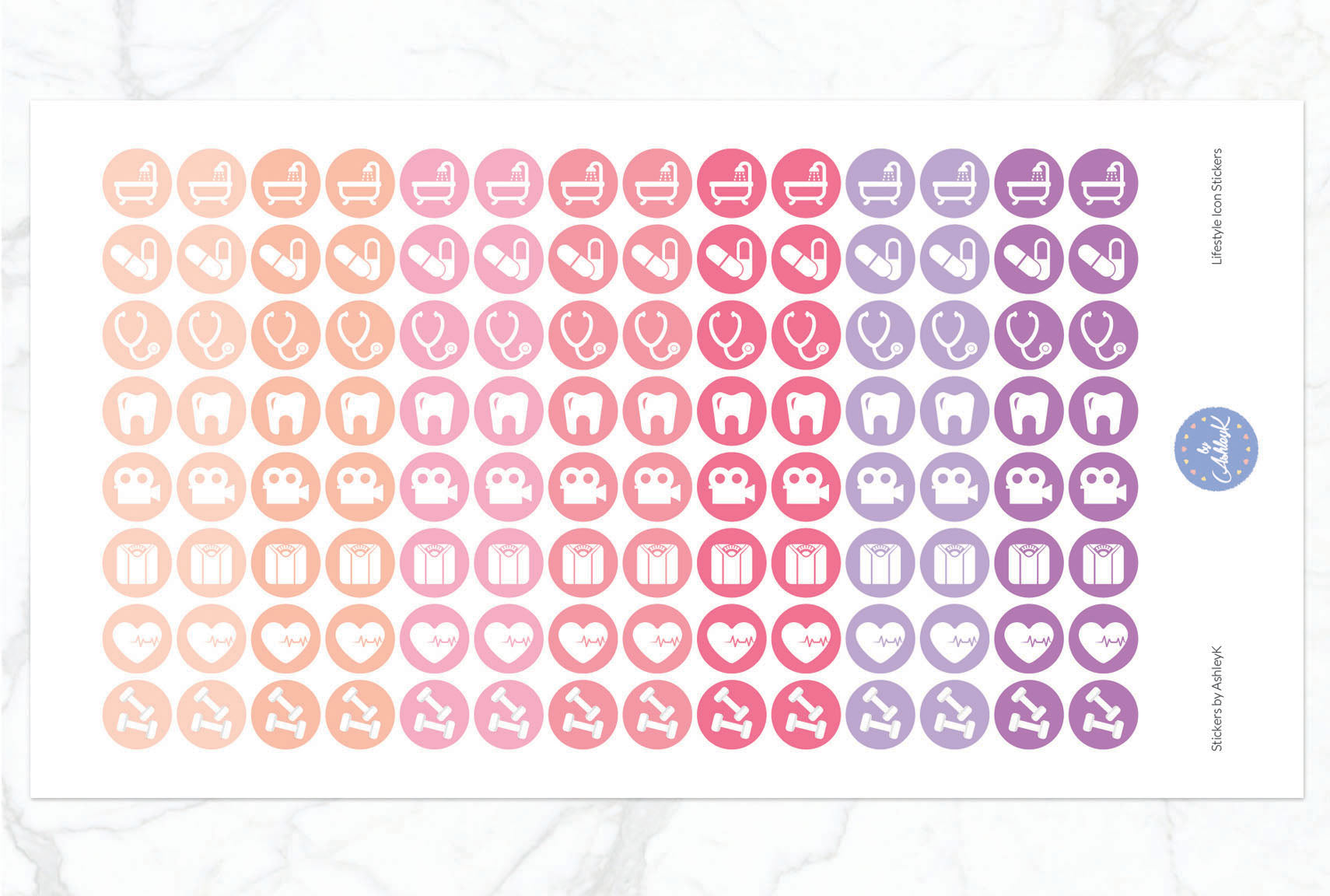 Lifestyle Icon Stickers - Raspberry