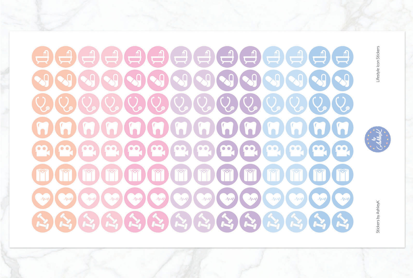 Lifestyle Icon Stickers - Pastel Sunset