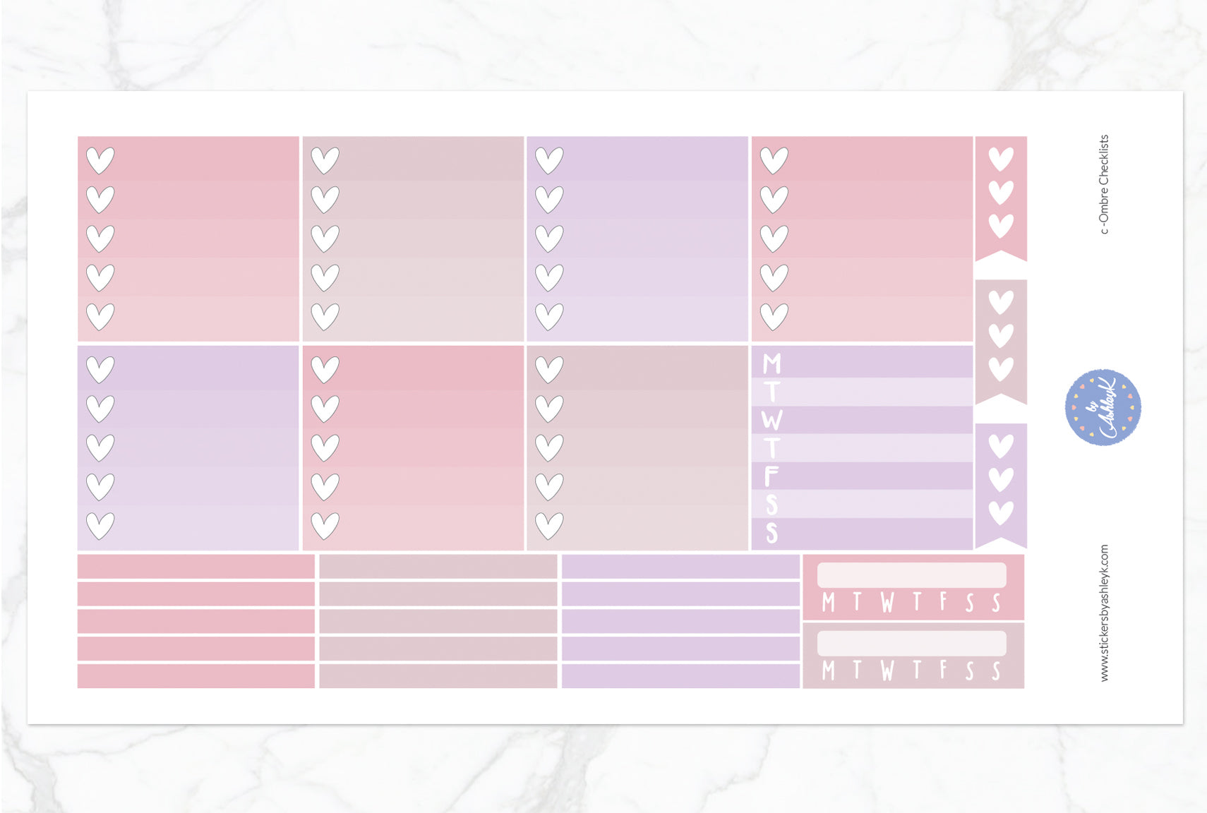 Love Flowers Weekly Kit  - Ombre Checklist Sheet