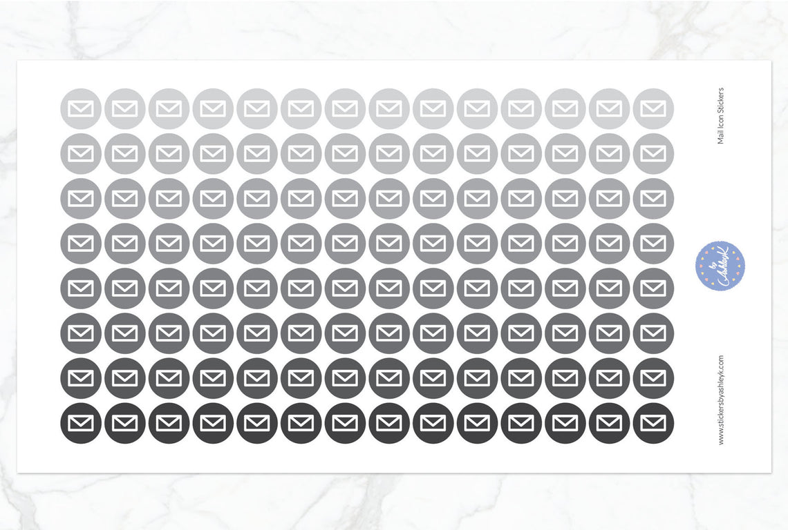 Mail Icon Round Stickers - Monochrome