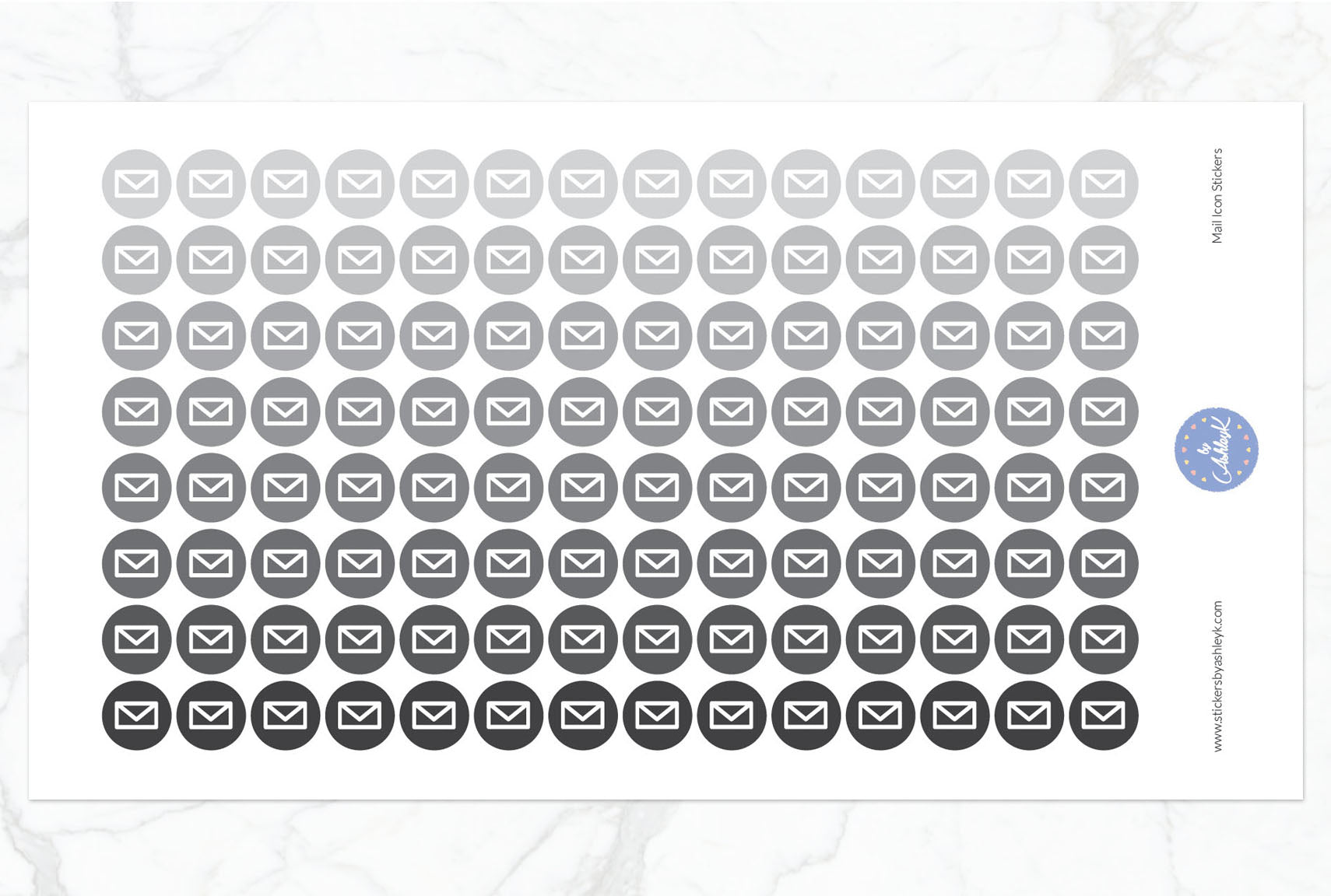 Mail Icon Round Stickers - Monochrome