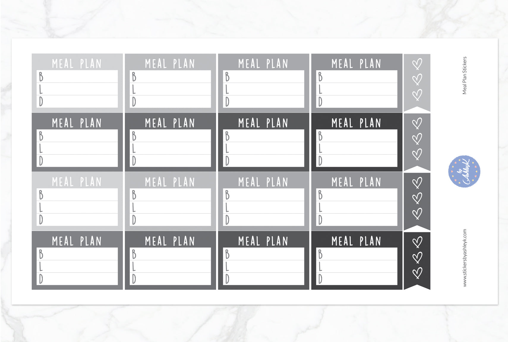 Meal Plan Stickers - Monochrome