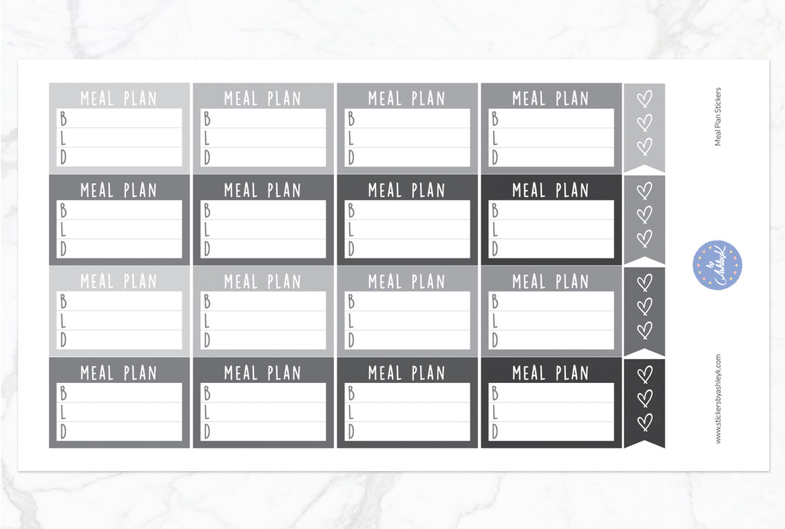 Meal Plan Stickers - Monochrome