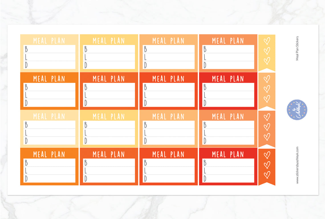Meal Plan Stickers - Orange