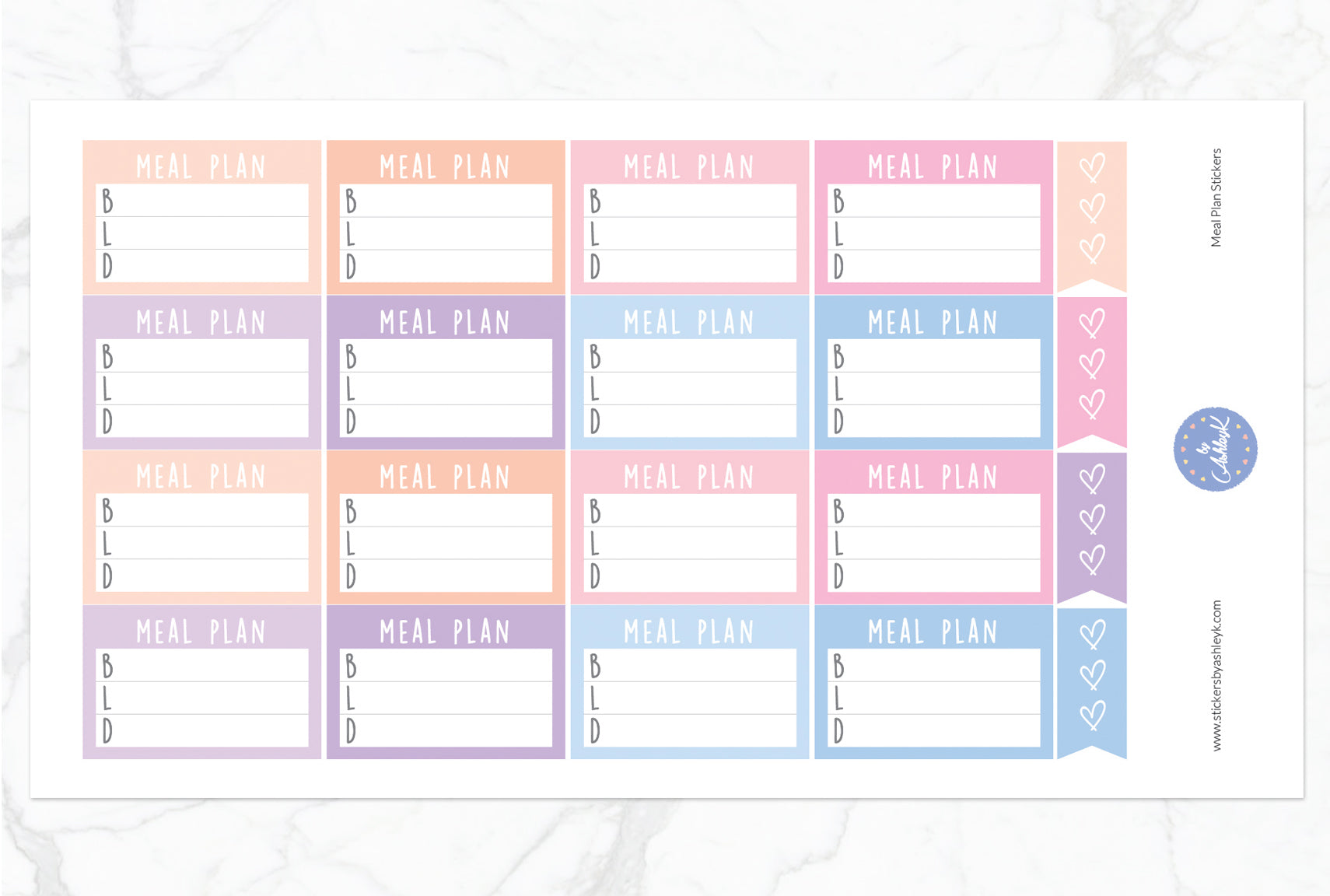 Meal Plan Stickers - Pastel Sunset