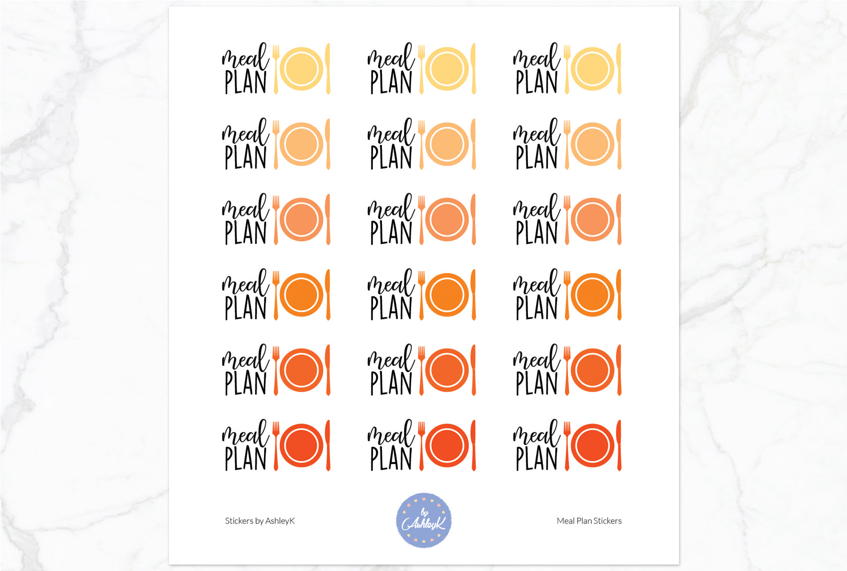 Meal Plan Stickers - Orange