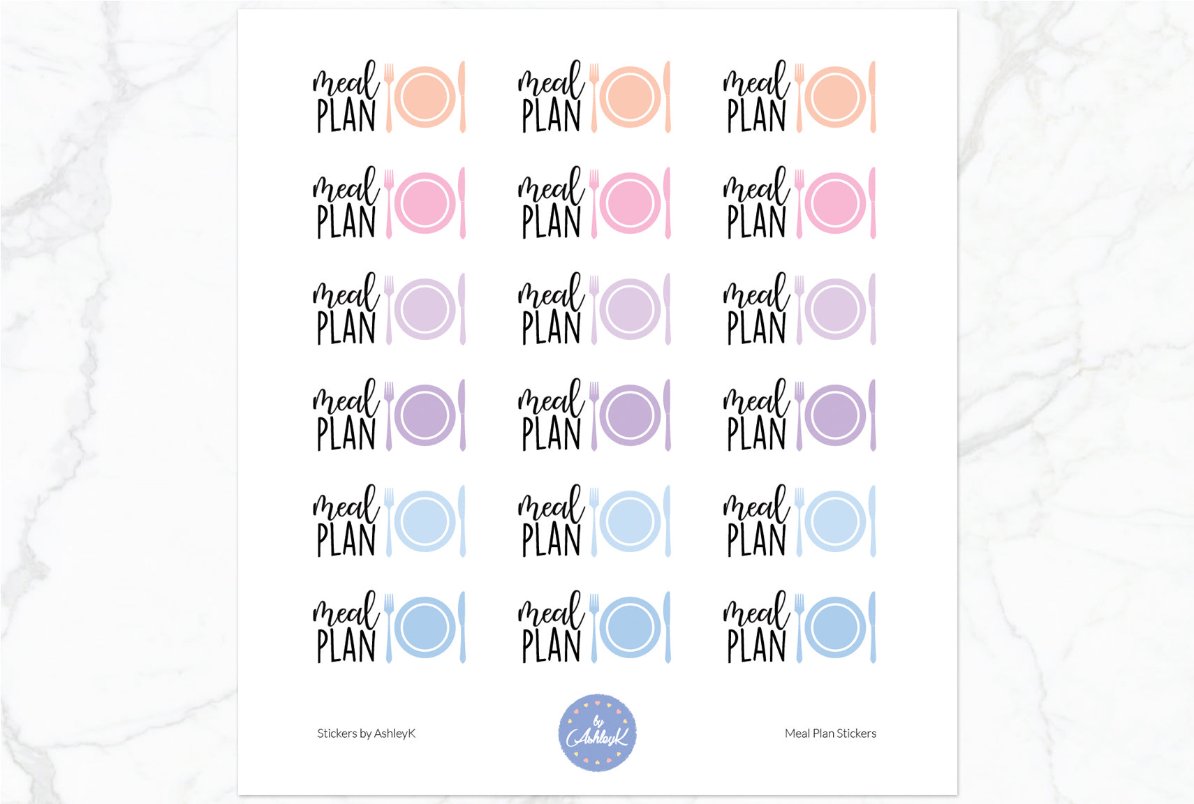Meal Plan Stickers - Pastel Sunset