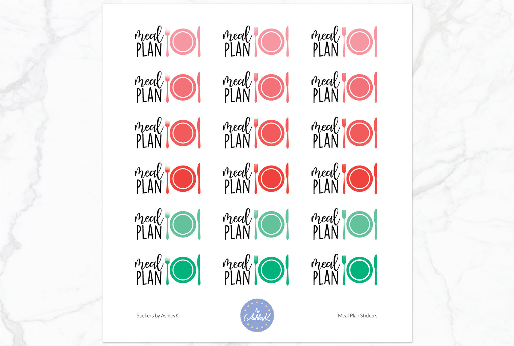 Meal Plan Stickers - Watermelon
