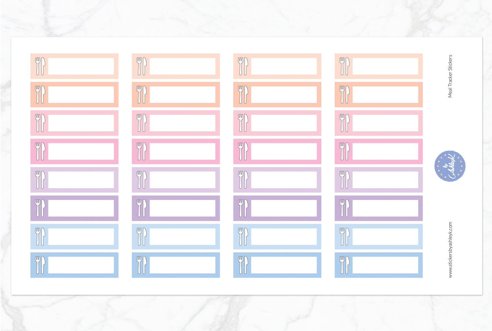 Meal Tracker Stickers - Pastel Sunset