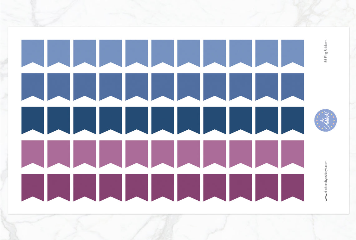 55 Medium Flag Stickers - Blueberry