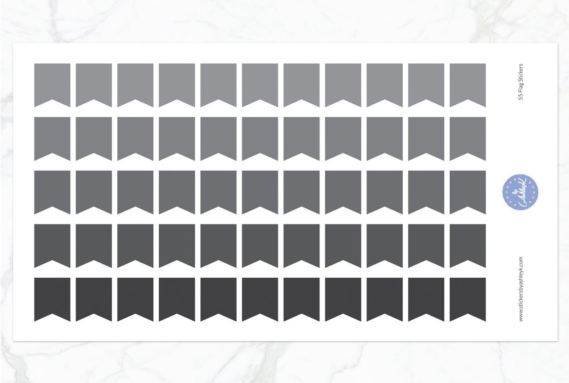 55 Medium Flag Stickers - Monochrome