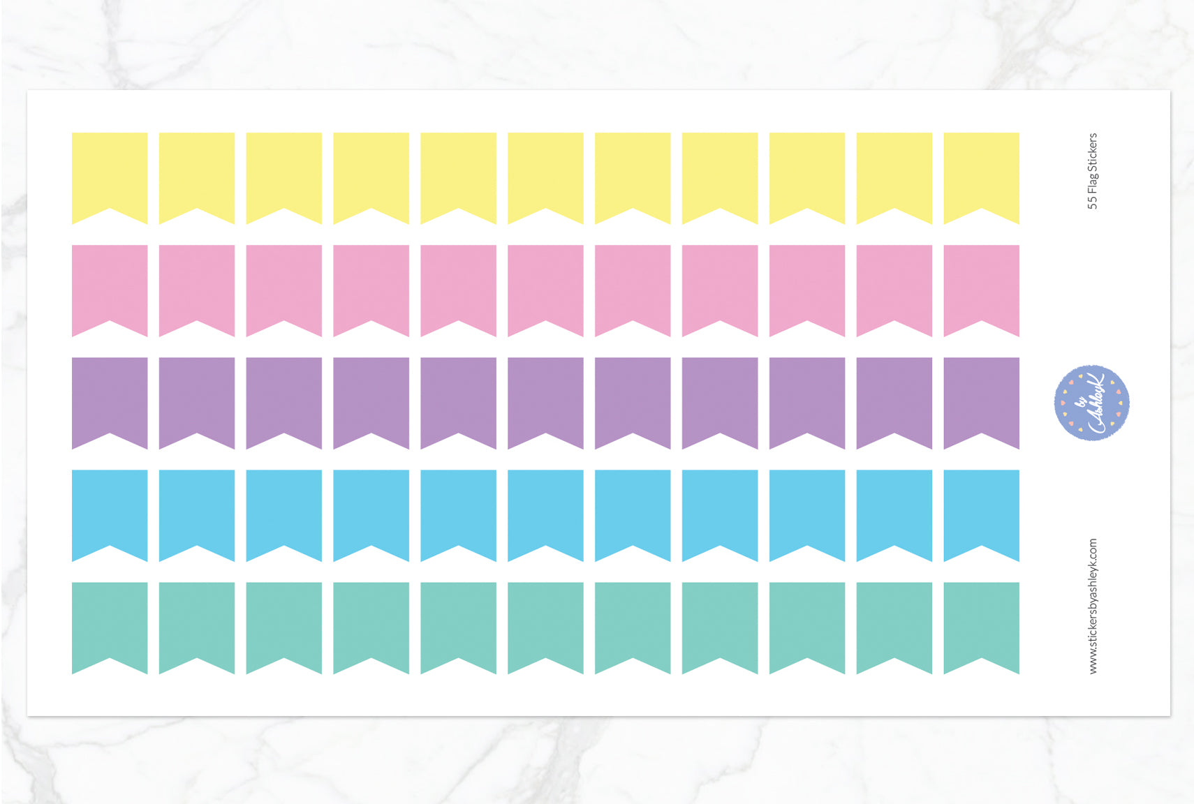 55 Medium Flag Stickers - Pastel