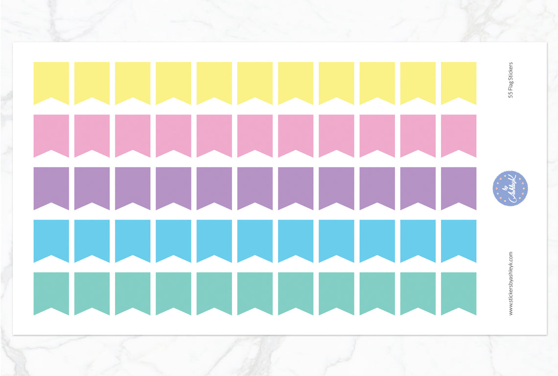 55 Medium Flag Stickers - Pastel