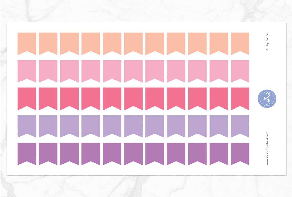 55 Medium Flag Stickers - Raspberry