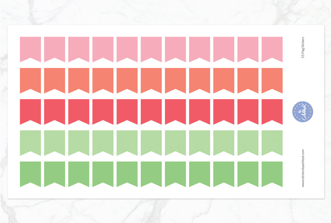 55 Medium Flag Stickers - Strawberry