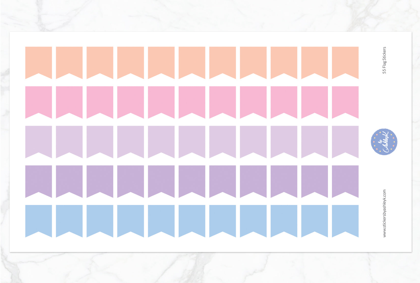 55 Medium Flag Stickers - Pastel Sunset