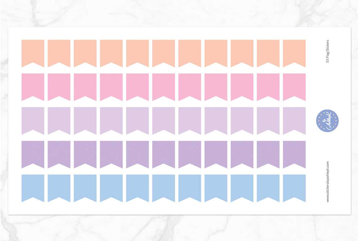 55 Medium Flag Stickers - Pastel Sunset