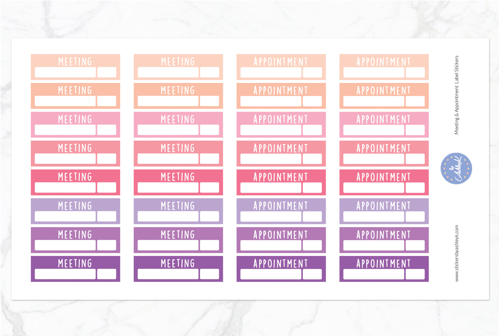 Meeting & Appointment Label Stickers - Raspberry
