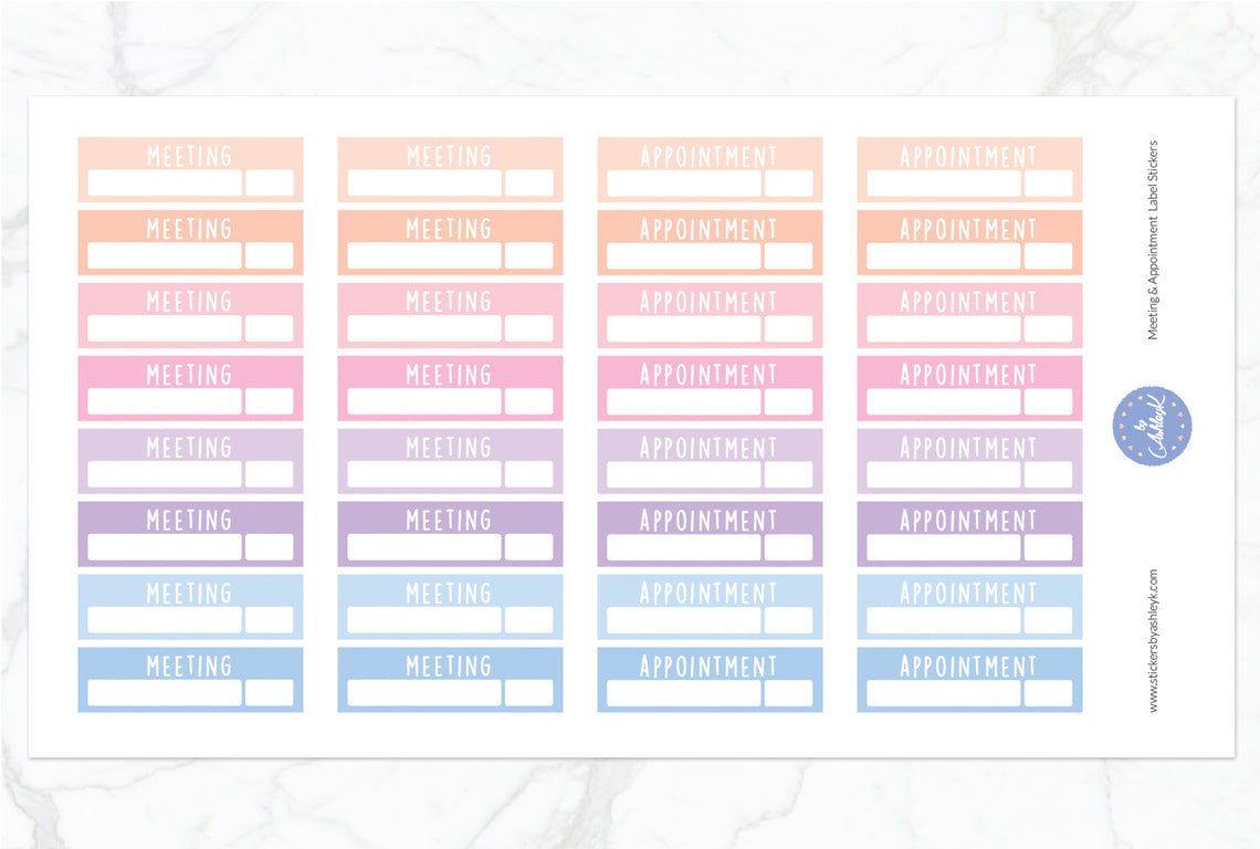 Meeting & Appointment Label Stickers - Pastel Sunset