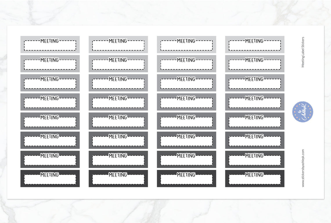 Meeting Label Stickers - Monochrome