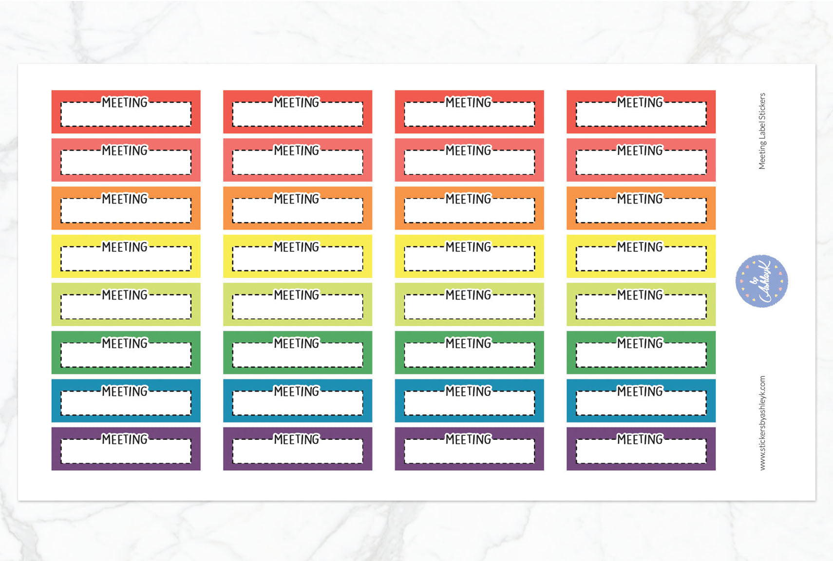 Meeting Label Stickers - Pastel Rainbow