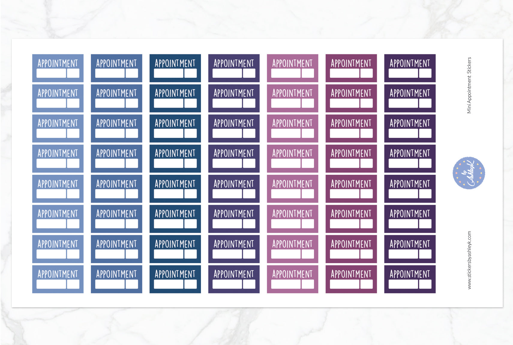 Mini Appointment Stickers - Blueberry