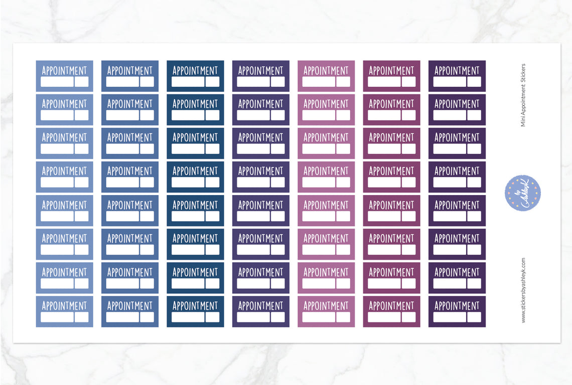 Mini Appointment Stickers - Blueberry
