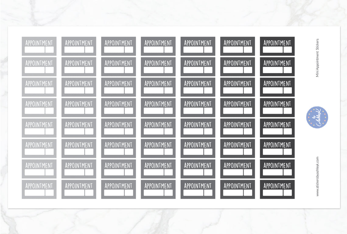 Mini Appointment Stickers - Monochrome