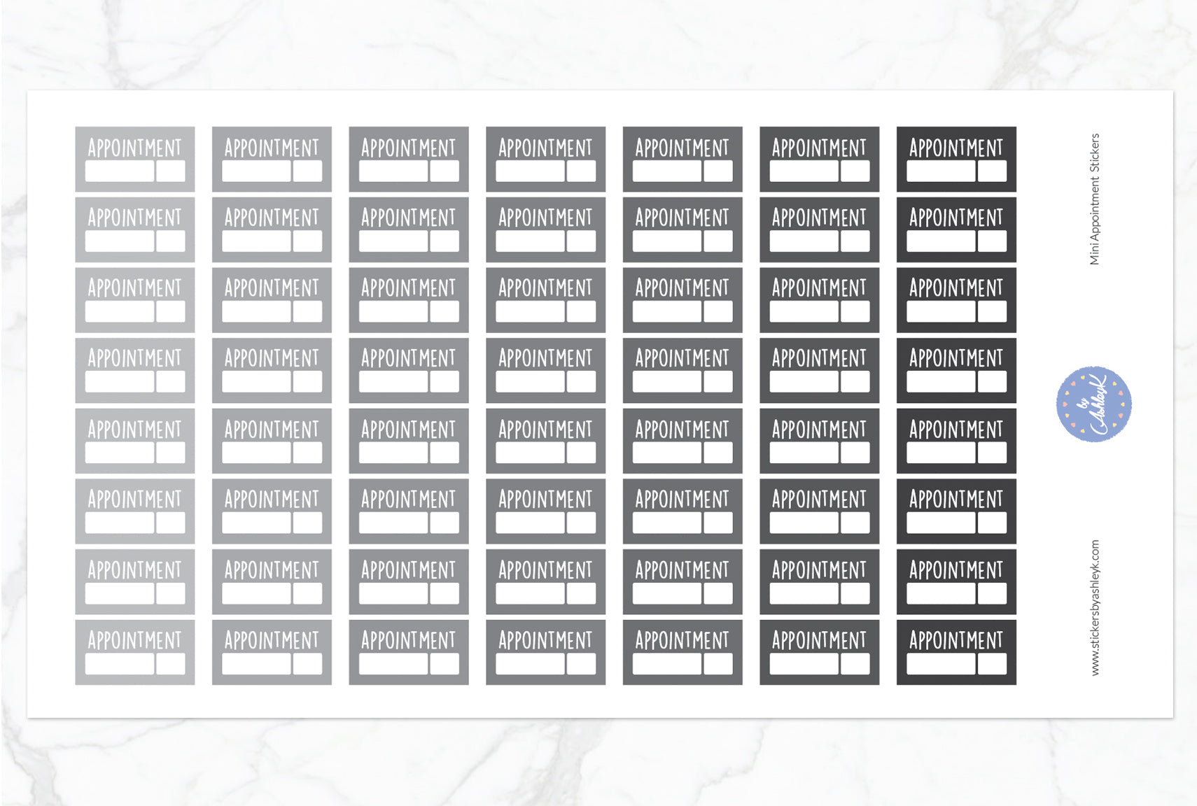 Mini Appointment Stickers - Monochrome