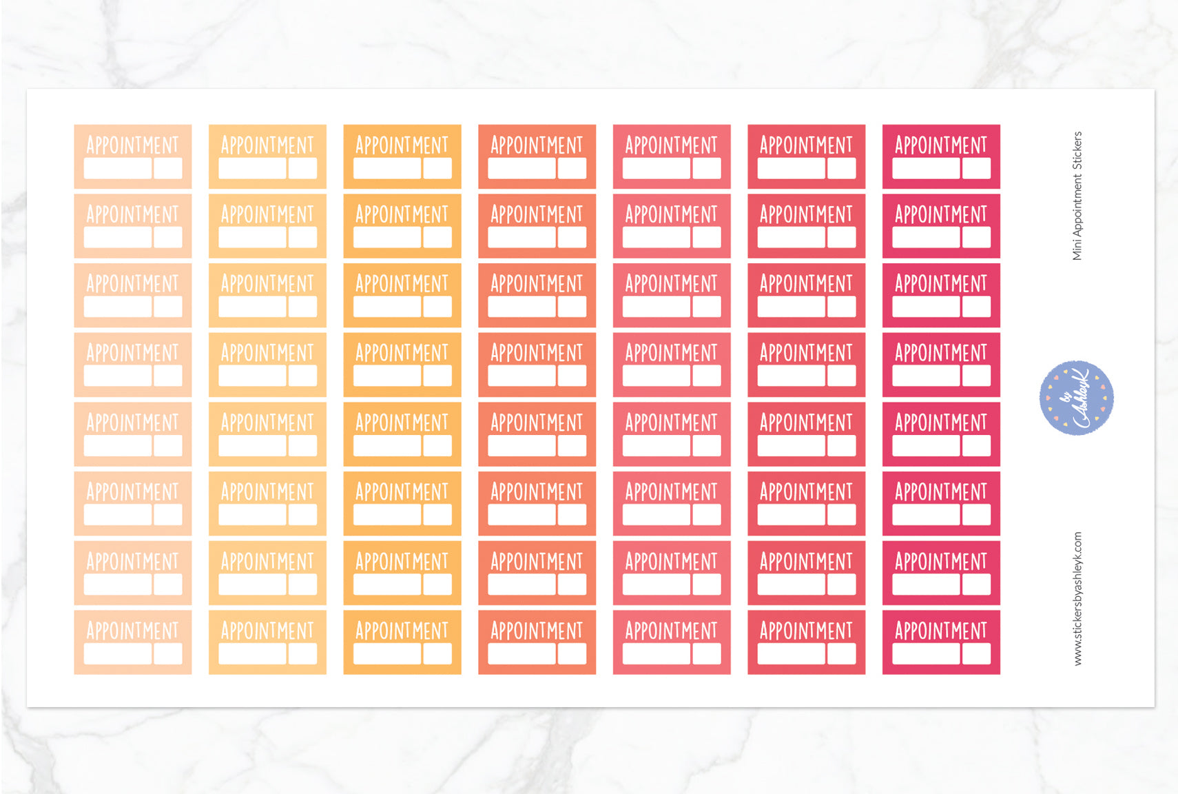 Mini Appointment Stickers - Peach