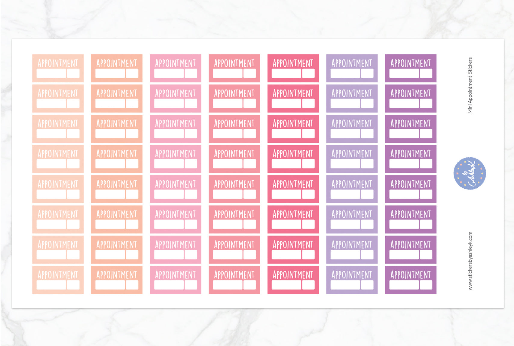 Mini Appointment Stickers - Raspberry