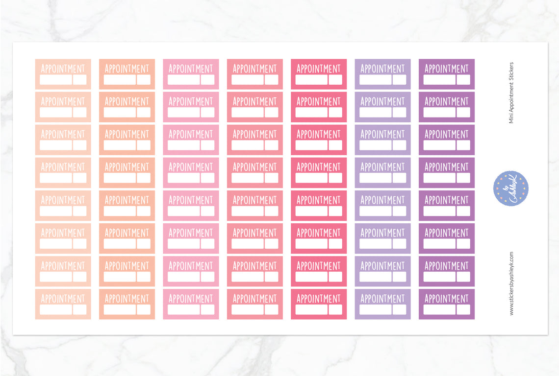 Mini Appointment Stickers - Raspberry
