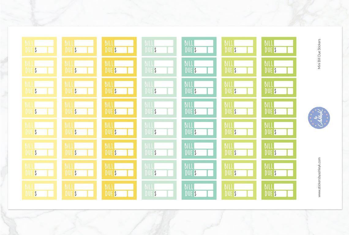 Mini Bill Due Stickers - Lemon&Lime