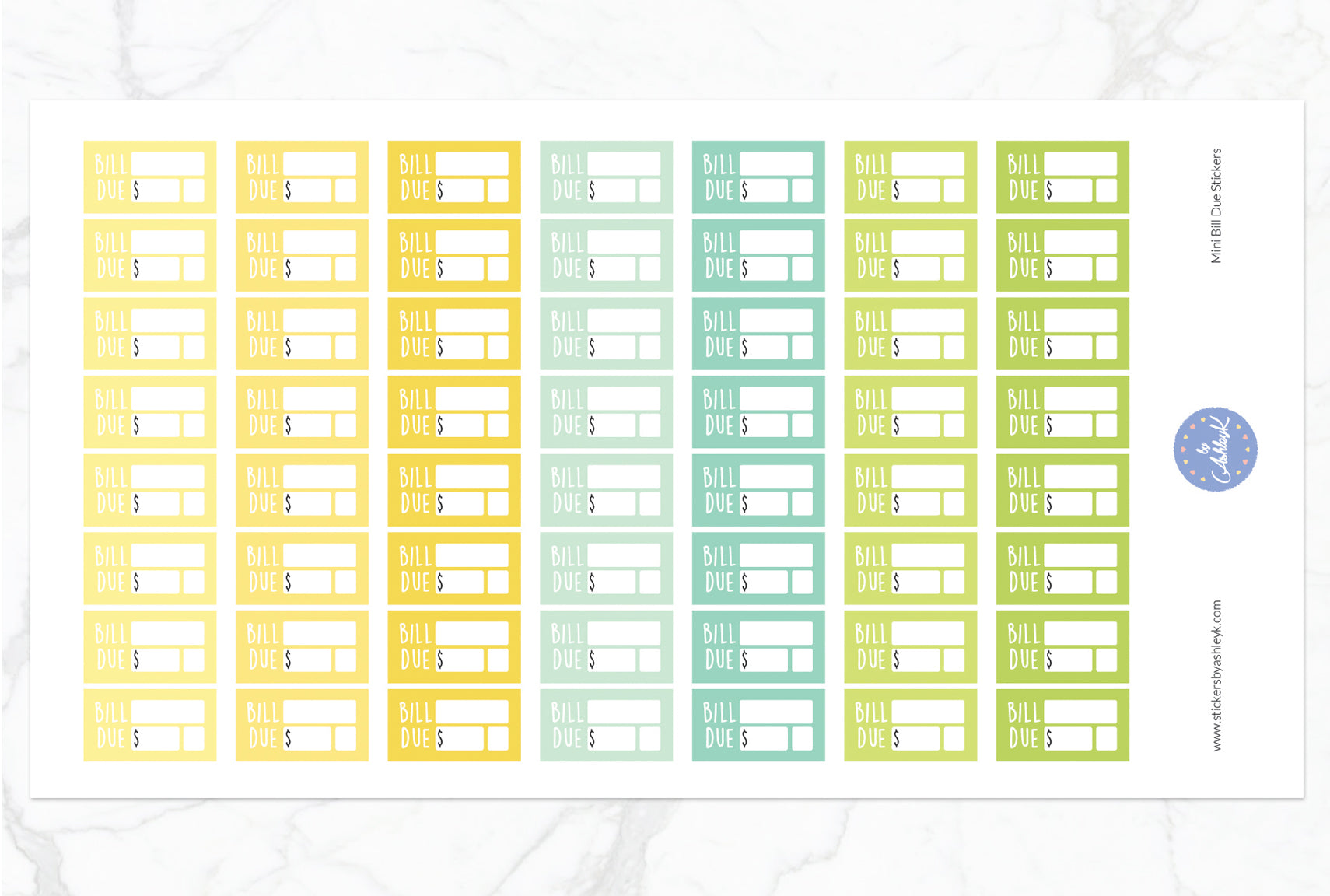 Mini Bill Due Stickers - Lemon&Lime