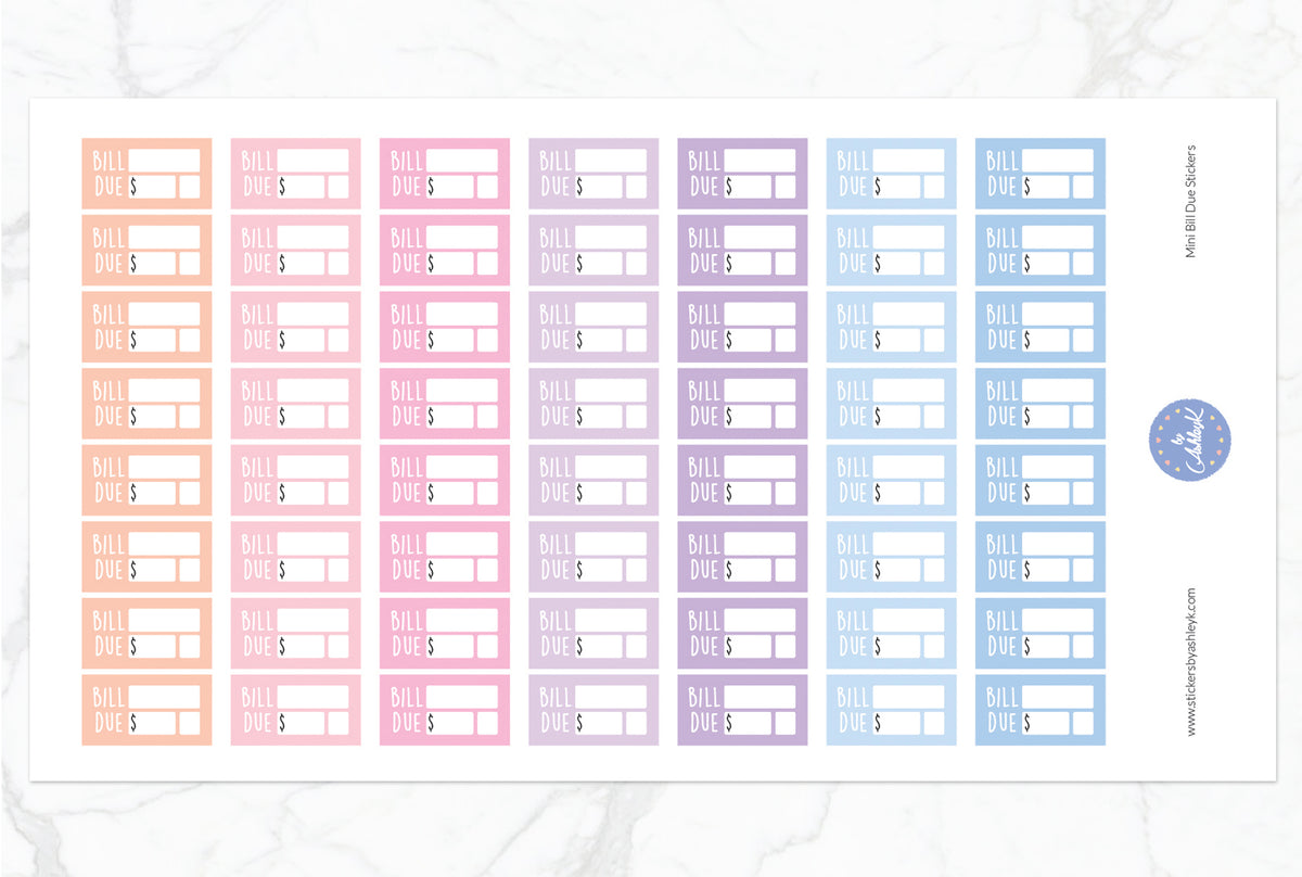 Mini Bill Due Planner Stickers – Stickers by AshleyK
