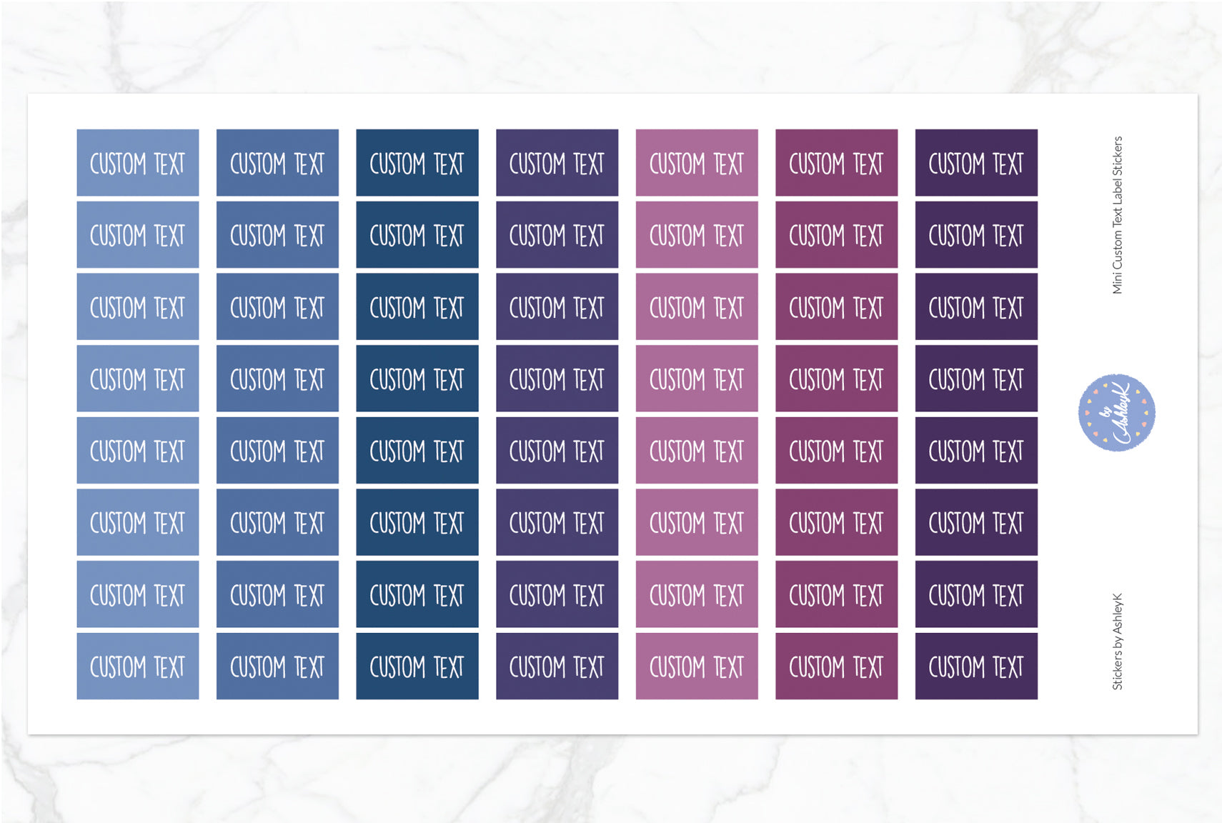 Mini Custom Text Label Stickers - Blueberry