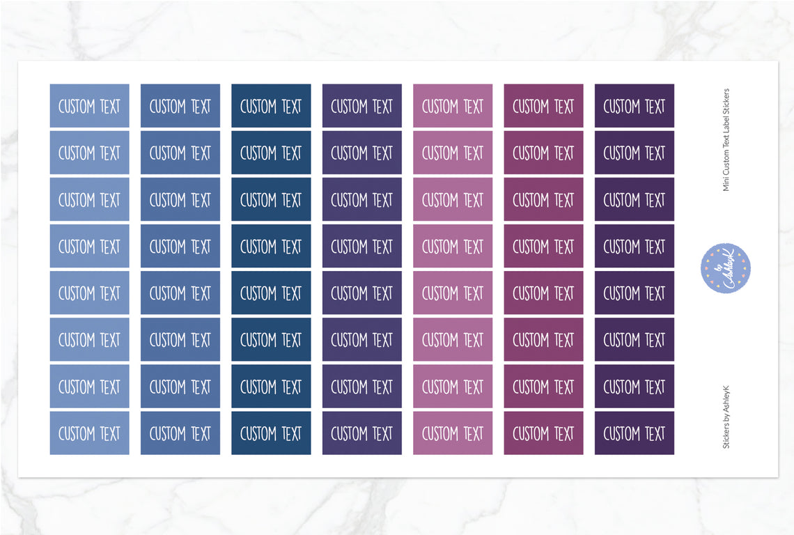 Mini Custom Text Label Stickers - Blueberry