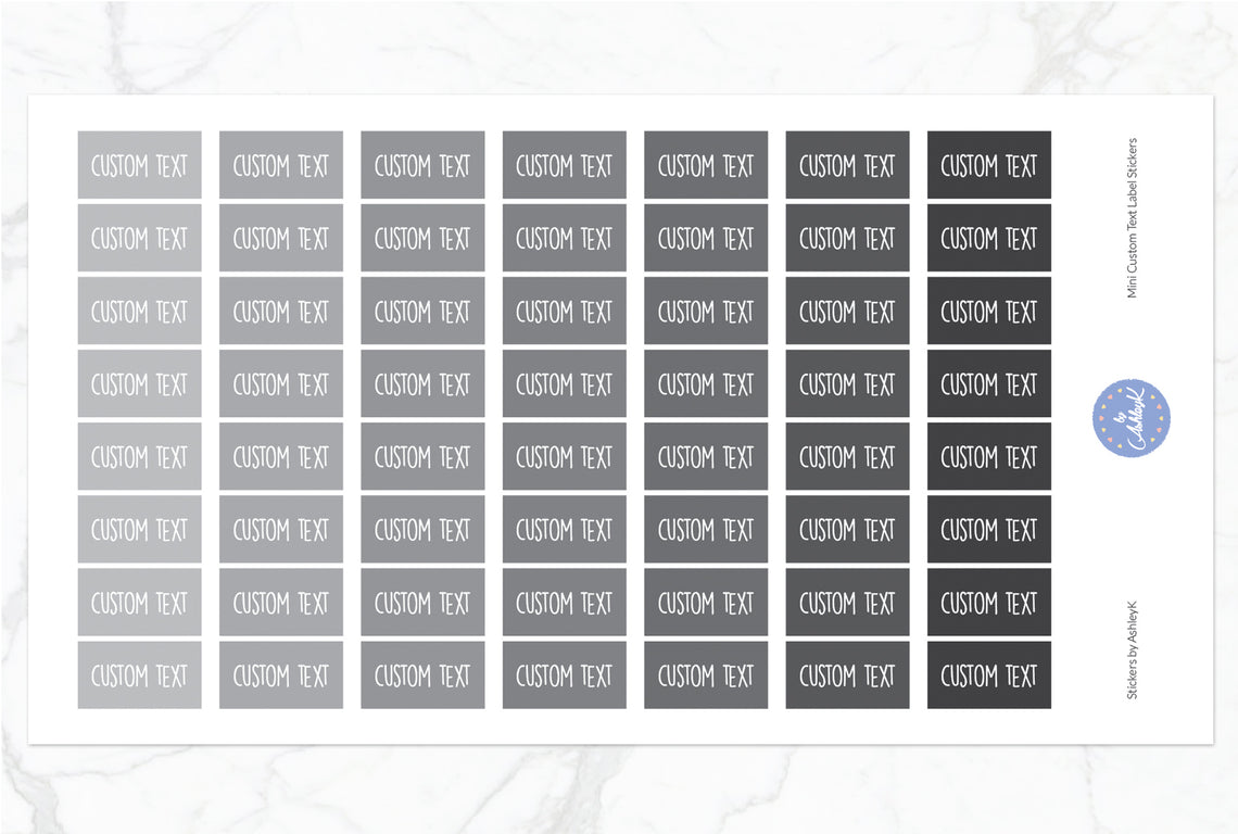 Mini Custom Text Label Stickers - Monochrome