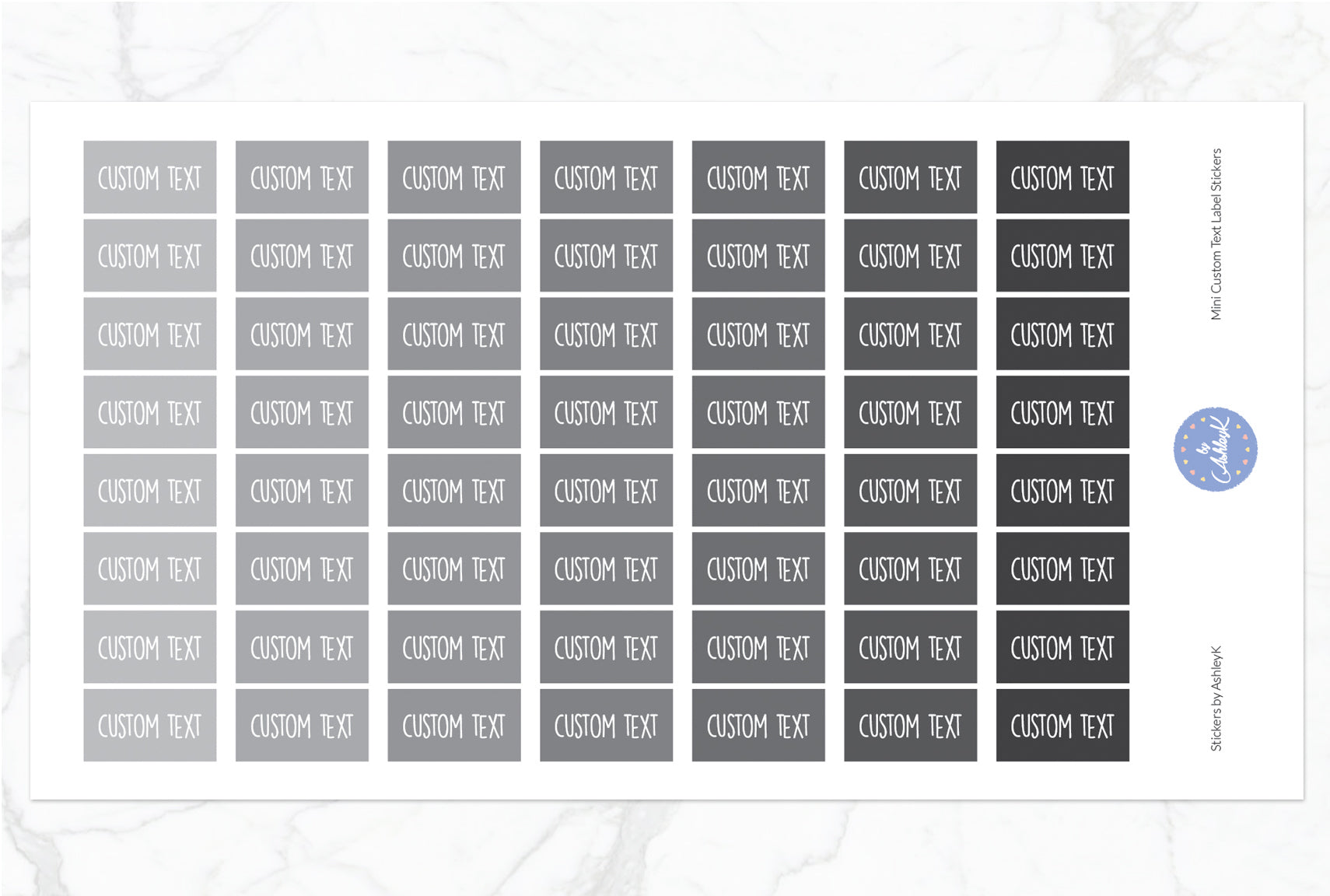 Mini Custom Text Label Stickers - Monochrome